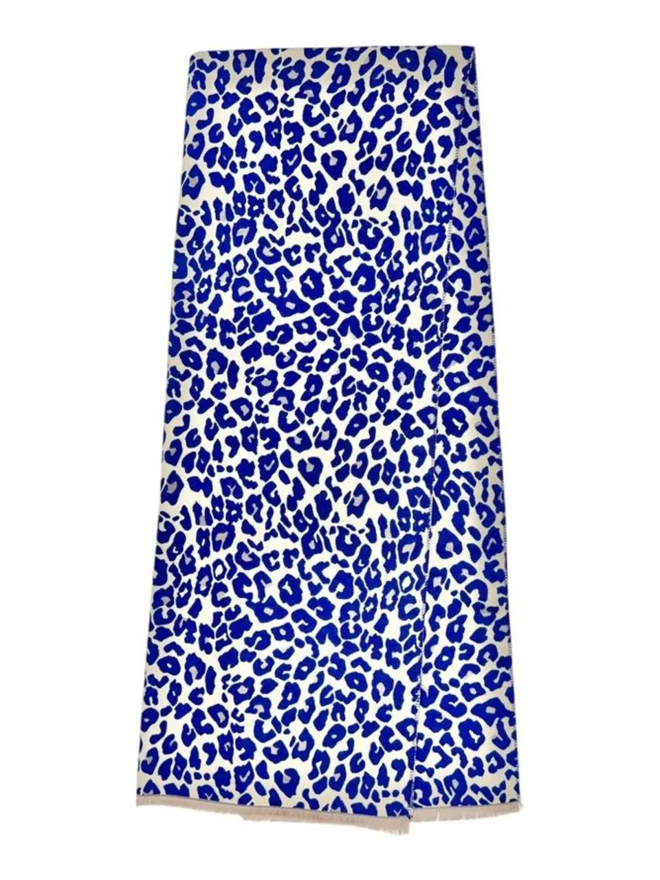 Cashmere blend Colbolt Blue leopard print scarf