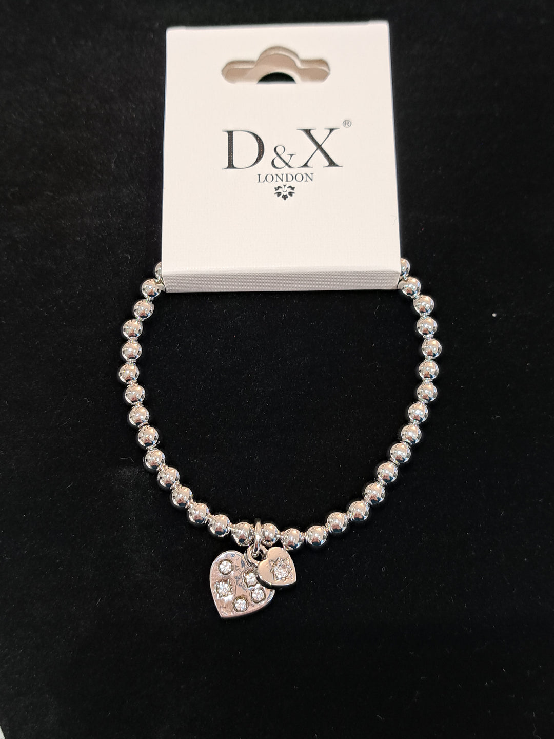 D & X London Emily heart pendant beaded bracelet