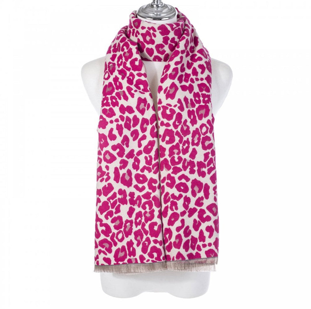 Cashmere blend Fuchsia Leopard print scarf