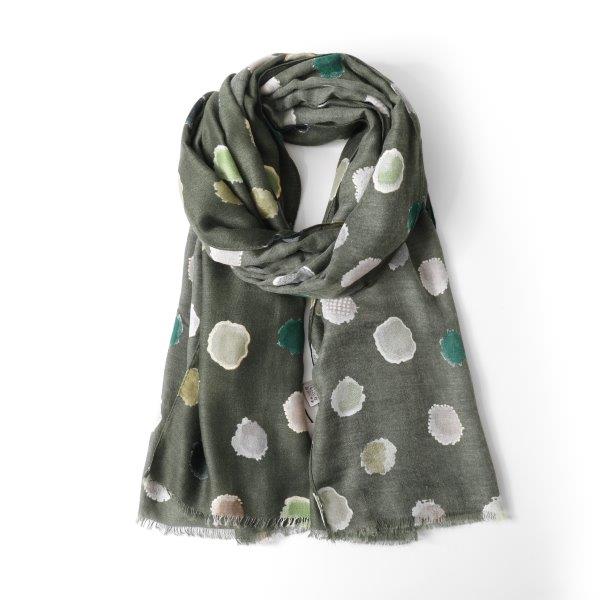 Large Polka Dot lightweight ladies scarf-Olive Green