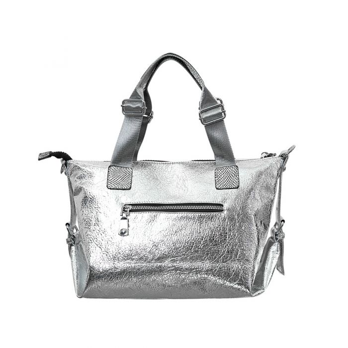 Trendy Teddy Bear Appliqué Shoulder Bag -  Silver