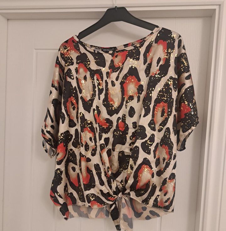 New feeling Vabriant  multi coloured tie front top
