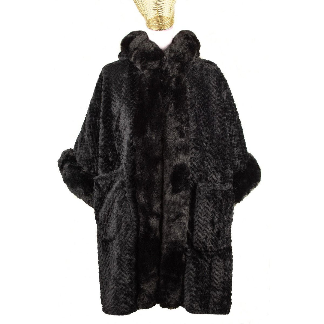 black faux fur poncho