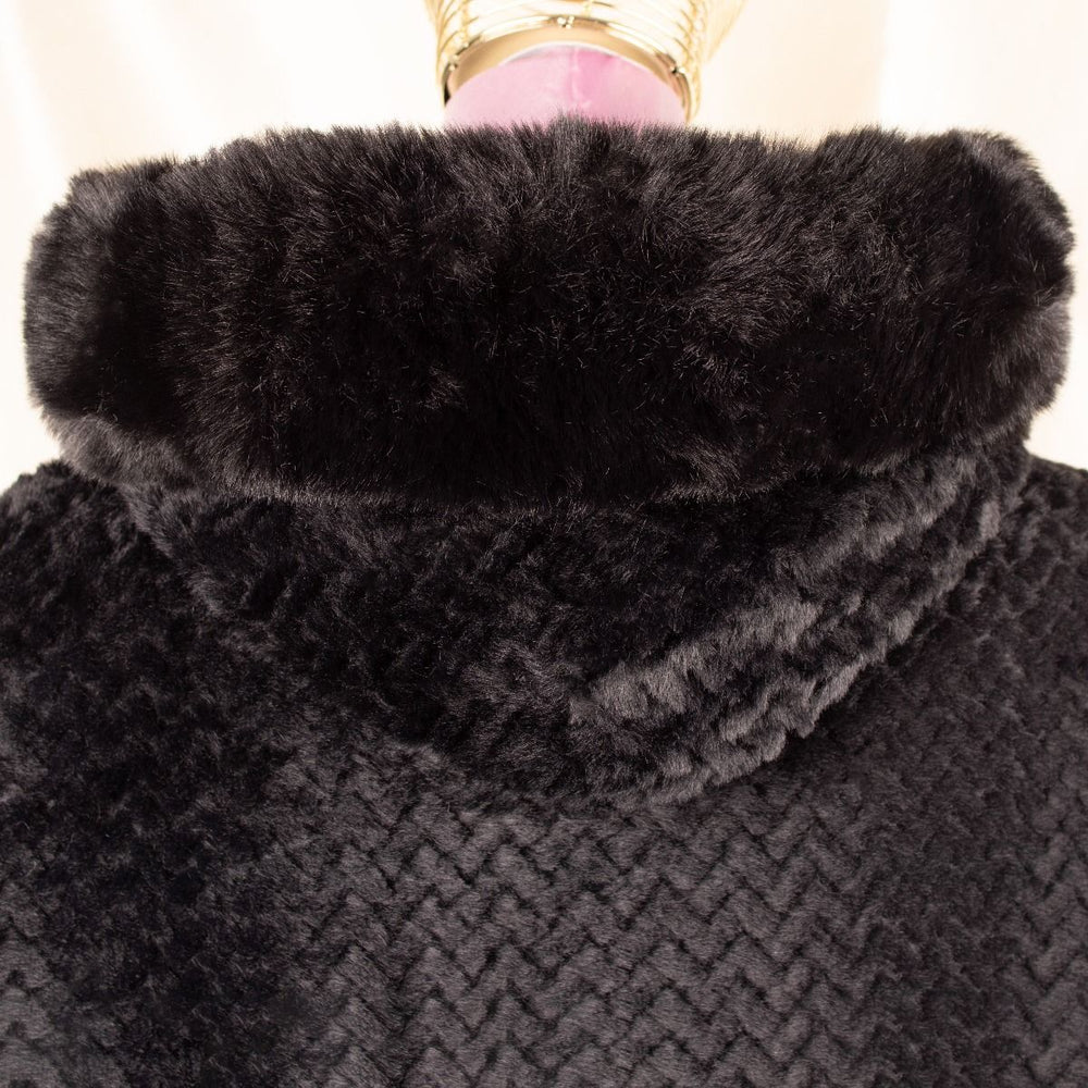 black faux fur poncho
