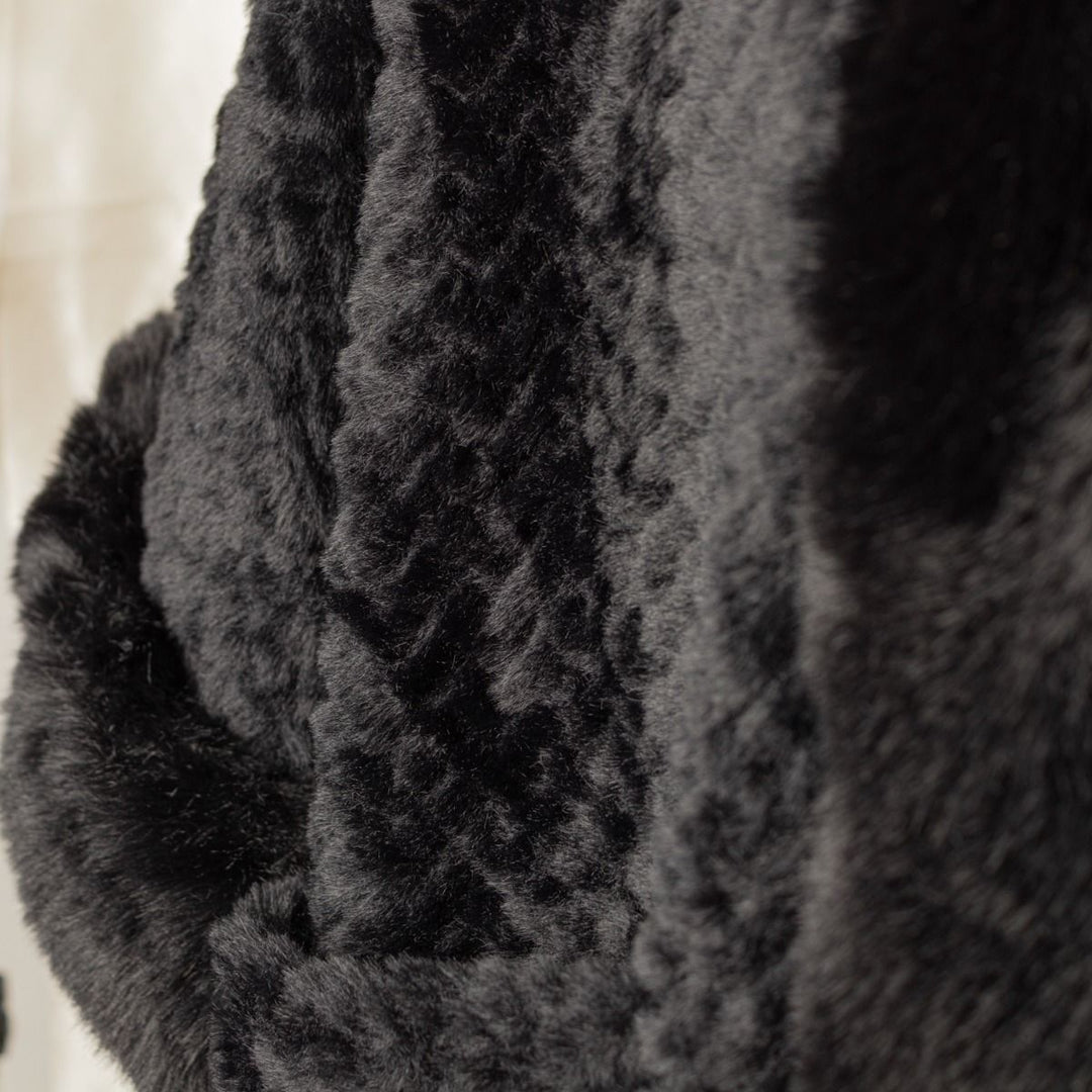 black faux fur poncho