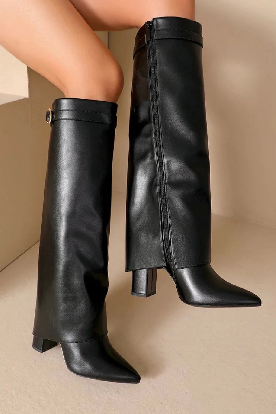 black fold over boots