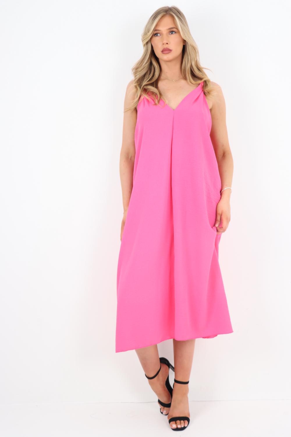 Pink casual midi dress