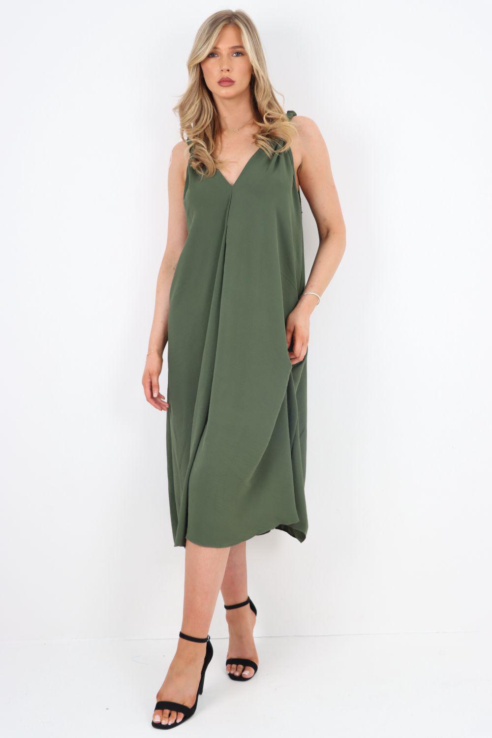 Khaki midi dress