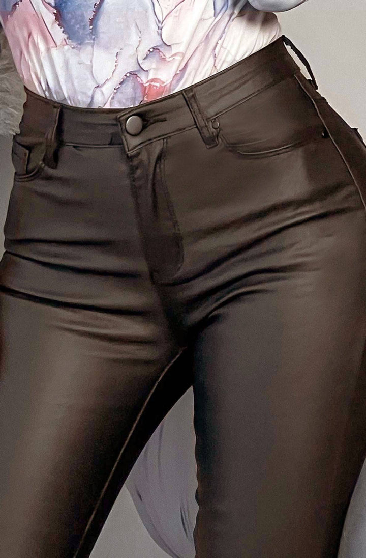 faux leather trousers