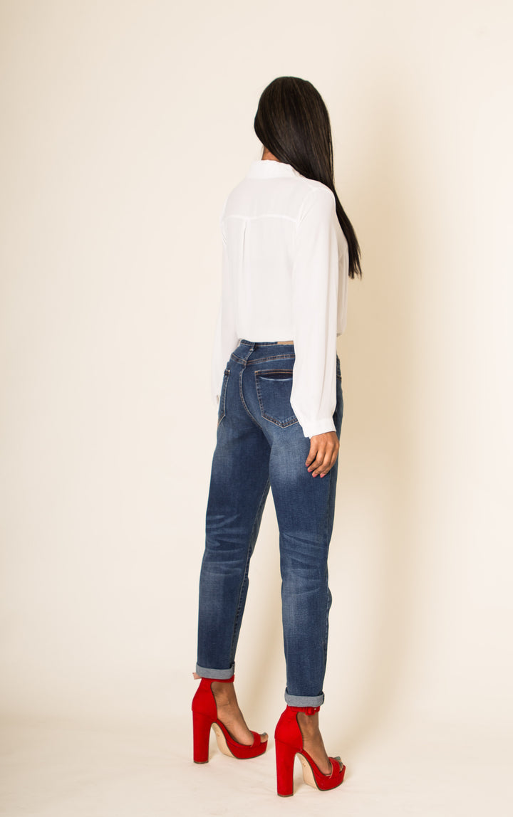 high waist boyfriend jeans