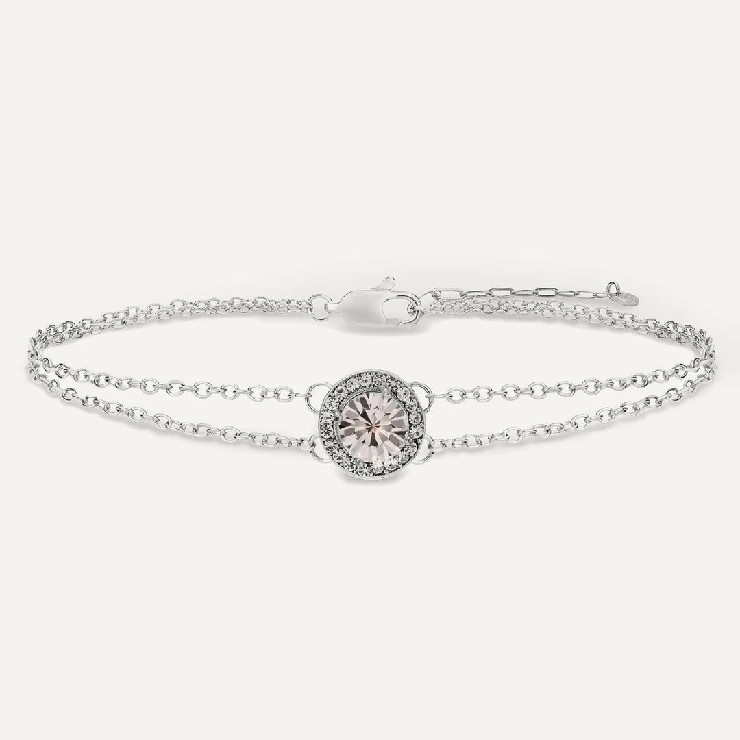 Stunning Diamond-Colour cubic zirconia Clasp Bracelet In Silver-Tone .