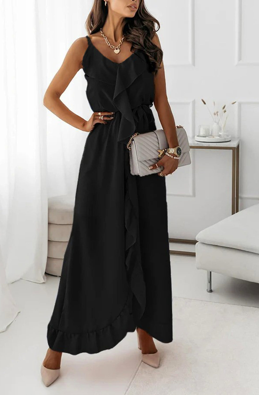 long black chiffon dress