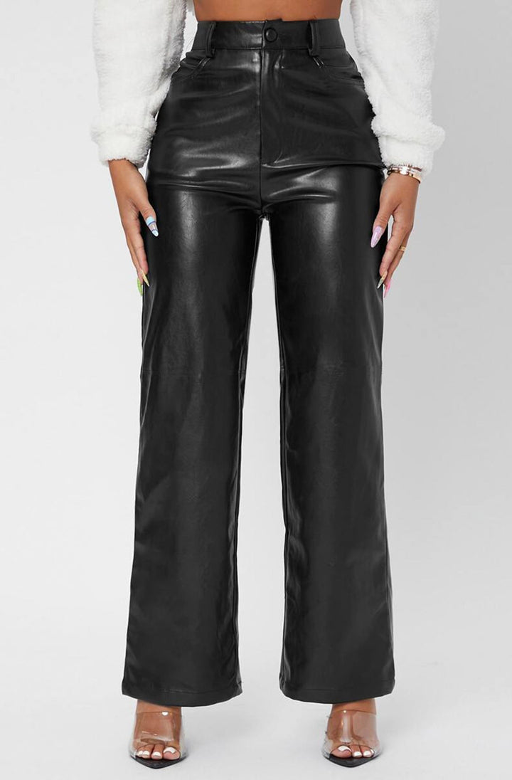 black pu leather trousers