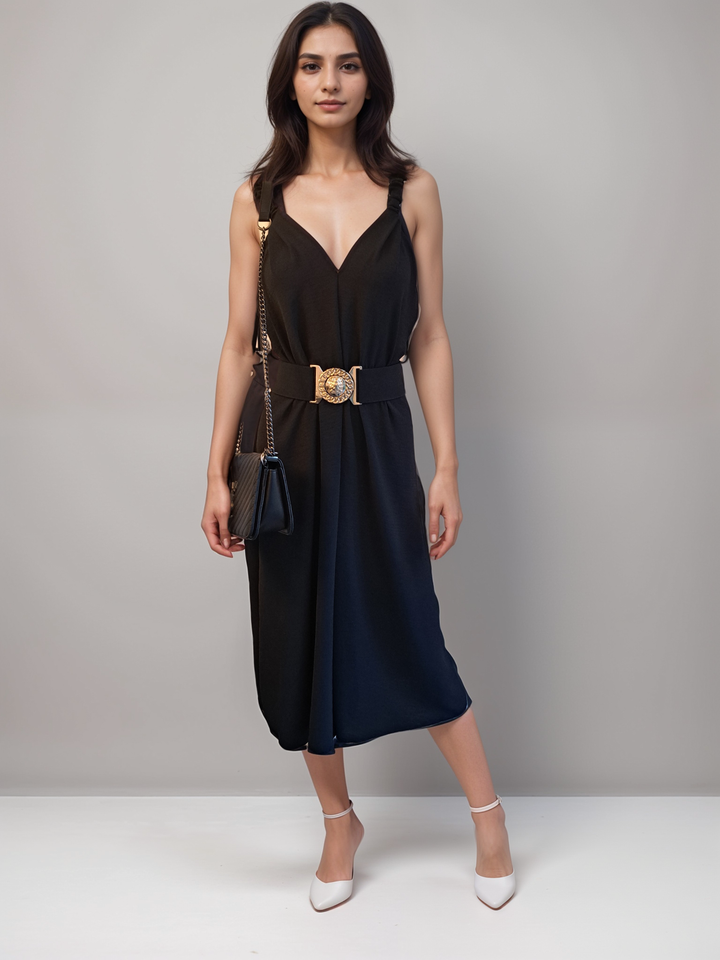 black sweetheart neckline dress