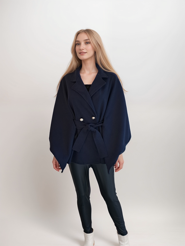 navy blue cape coat