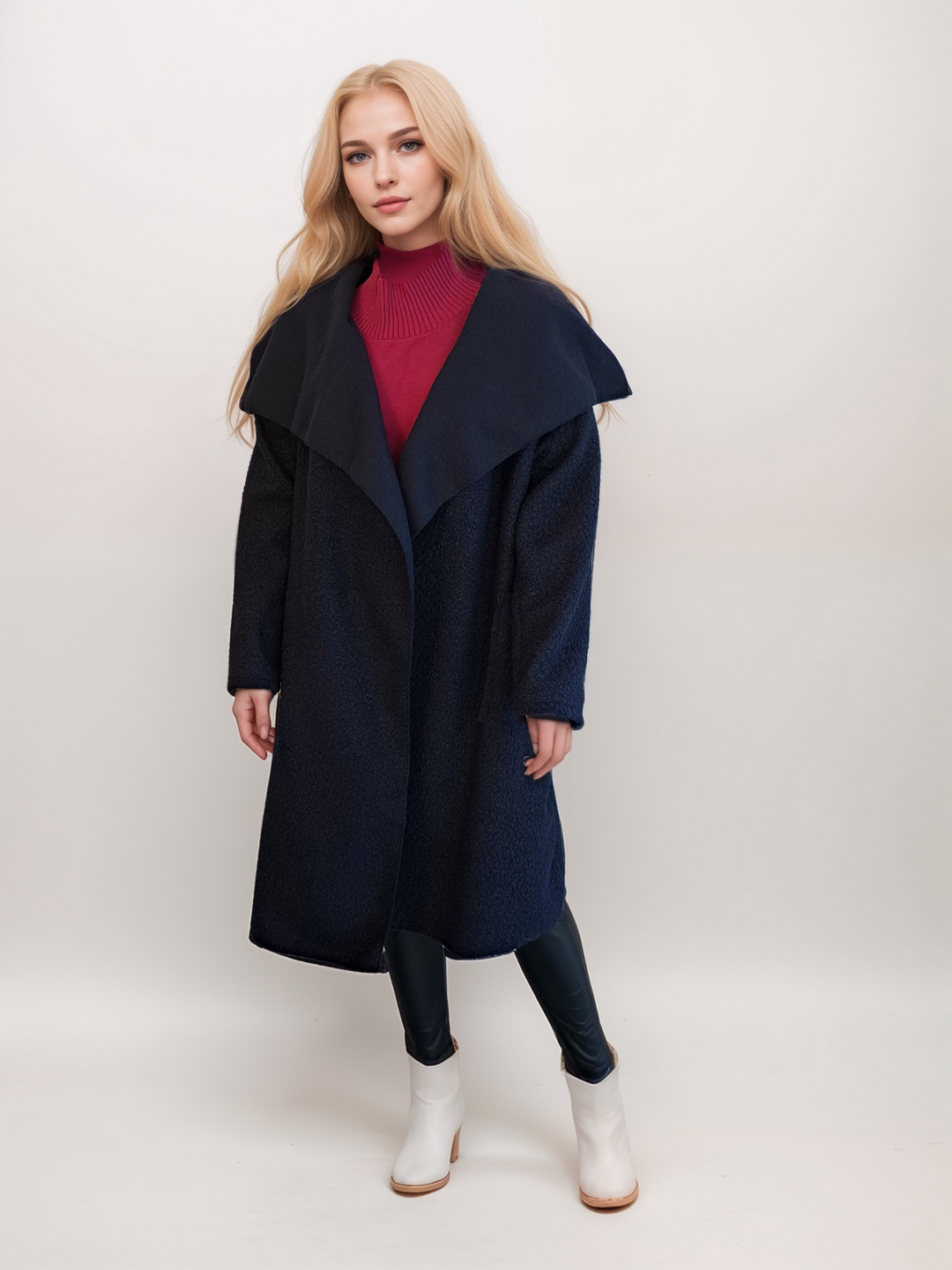 navy waterfall coat