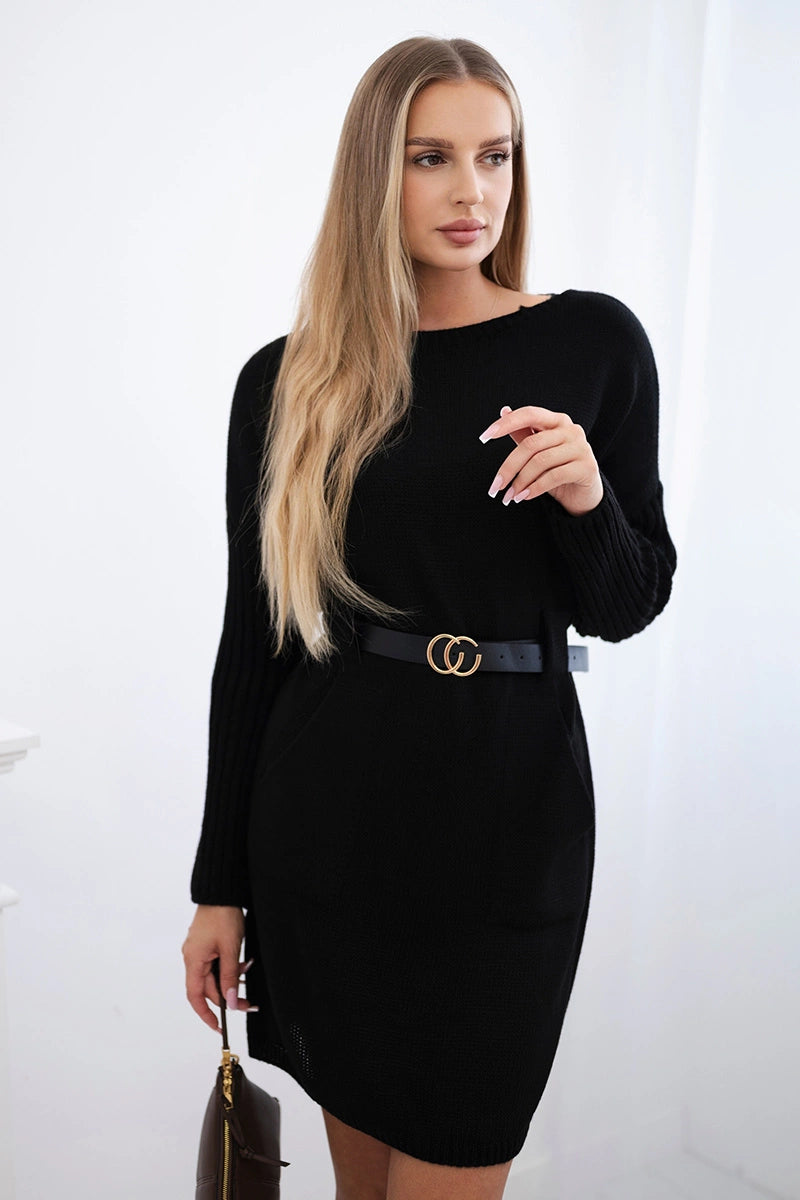 black belted sweater dress