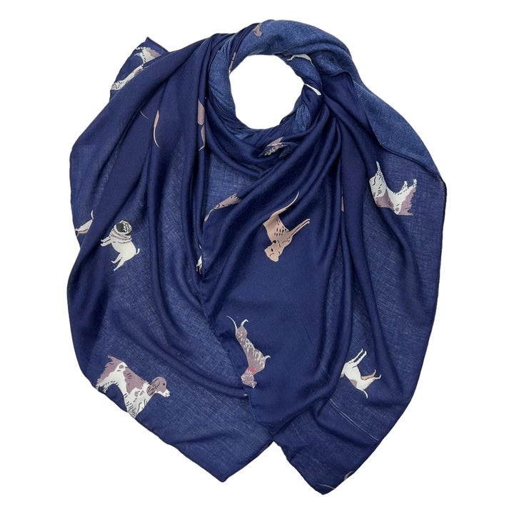 Ladies Lightweight scarf featuring a charming dog print