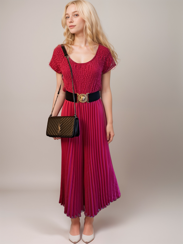 pleated jumpsuit with belt
