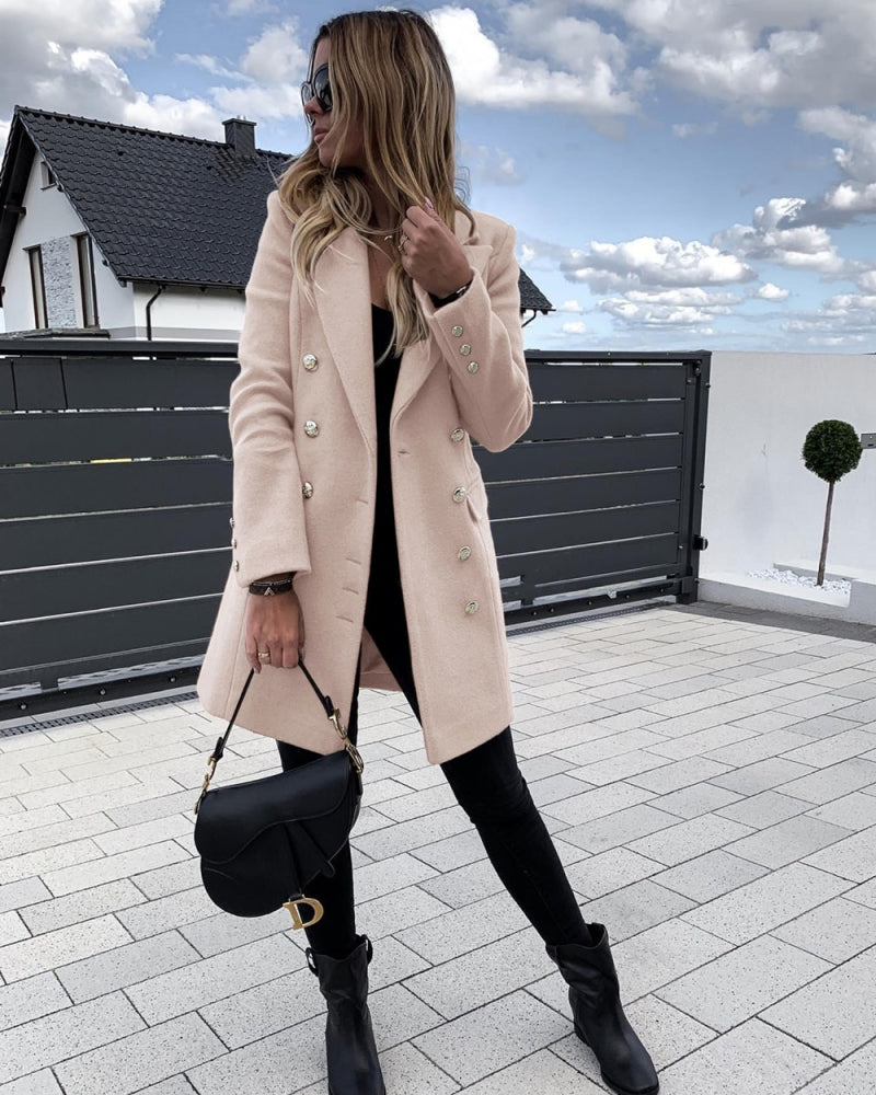 beige mid length coat