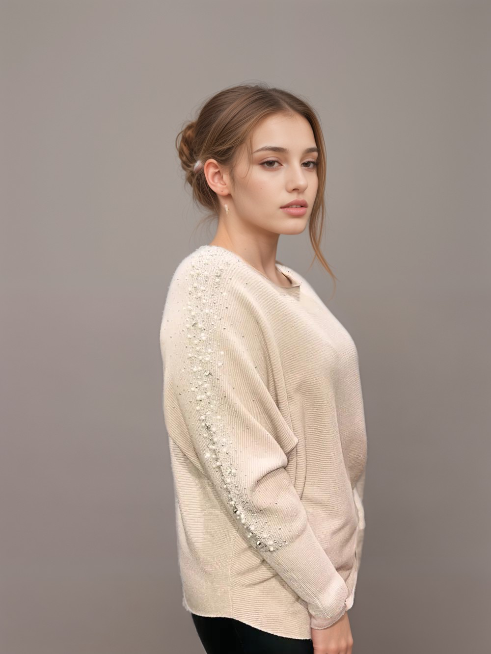 beige batwing jumper