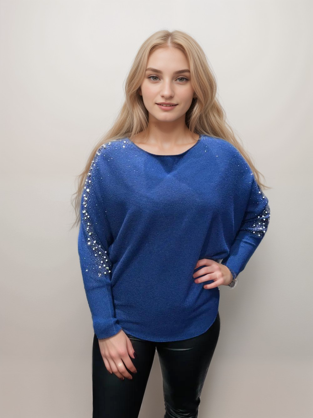 blue batwing jumper