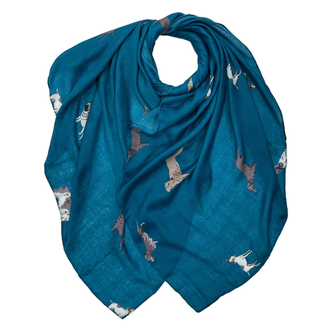 Ladies Lightweight scarf featuring a charming dog print