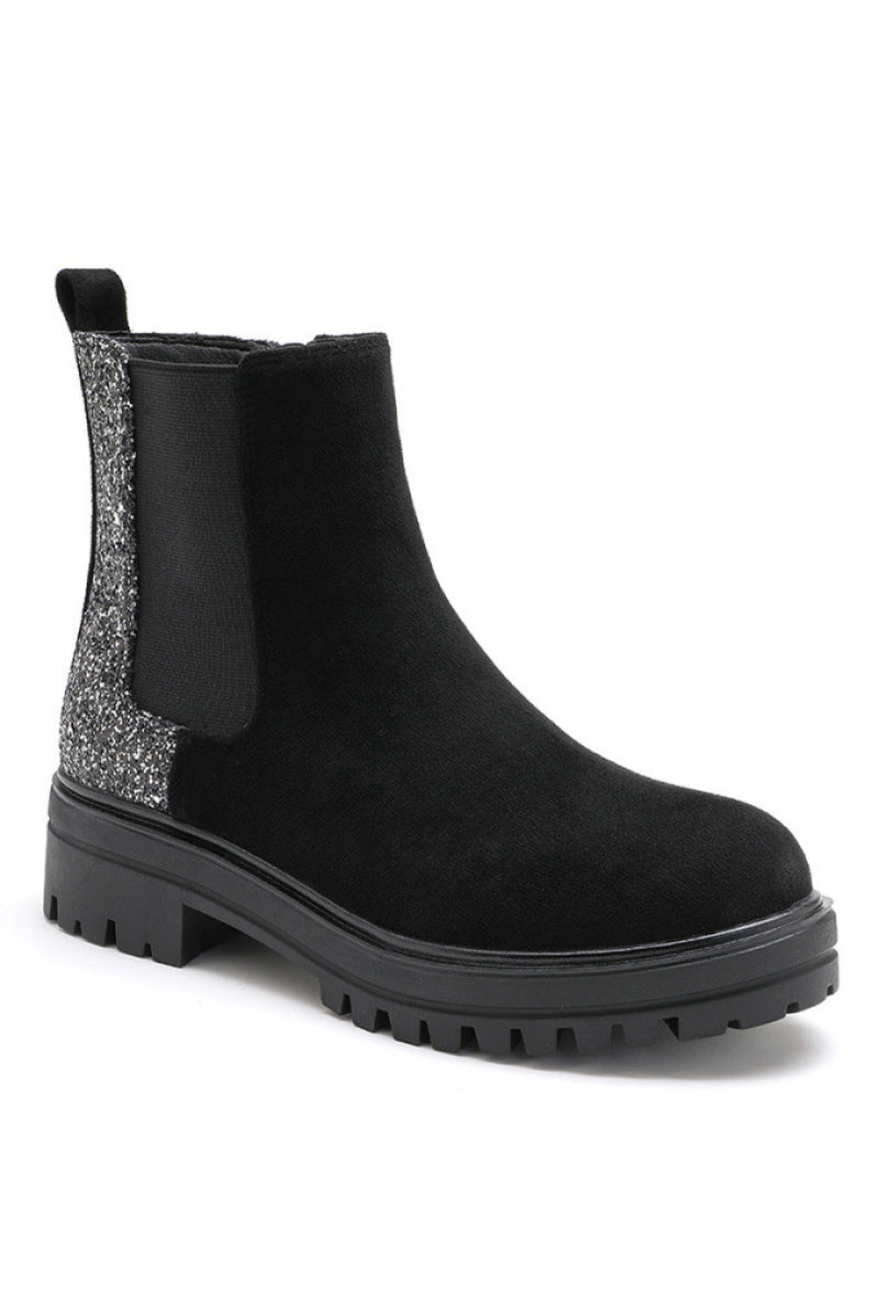 Black glitter boots